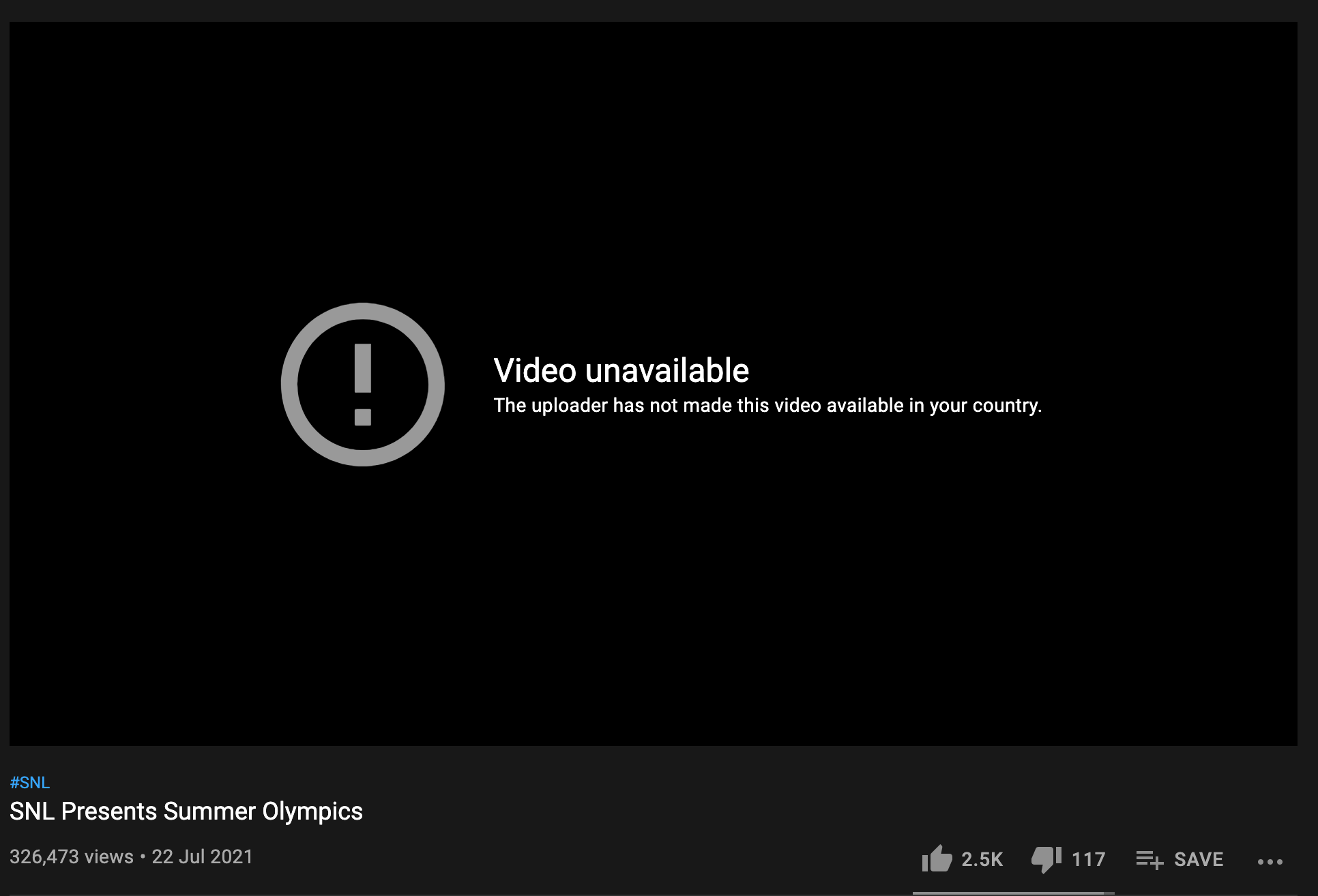 Video not allowed outside of USA